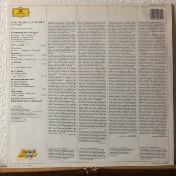 Carl Maria Von Weber Performed by Berlin Philharmonic Orchestra Vinyl Lp - Picture 3 of 5